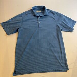 Donald Ross Men's Striped Polo Shirt Blue‎ Collared Size M Golf Leisure